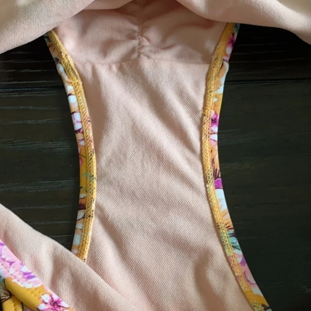 Orange & Pink Floral Bikini Hipster Bottom XL